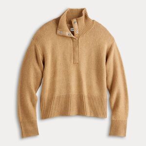 Sonoma Camel/Tan Snap-Tab Turtleneck Sweater
